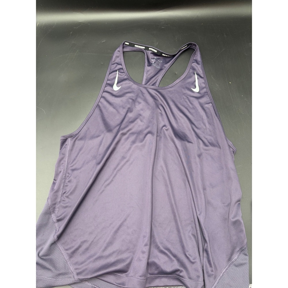 Nike Womens Dri-FIT Running Racerback Mesh Panel Tank Top Purple XL